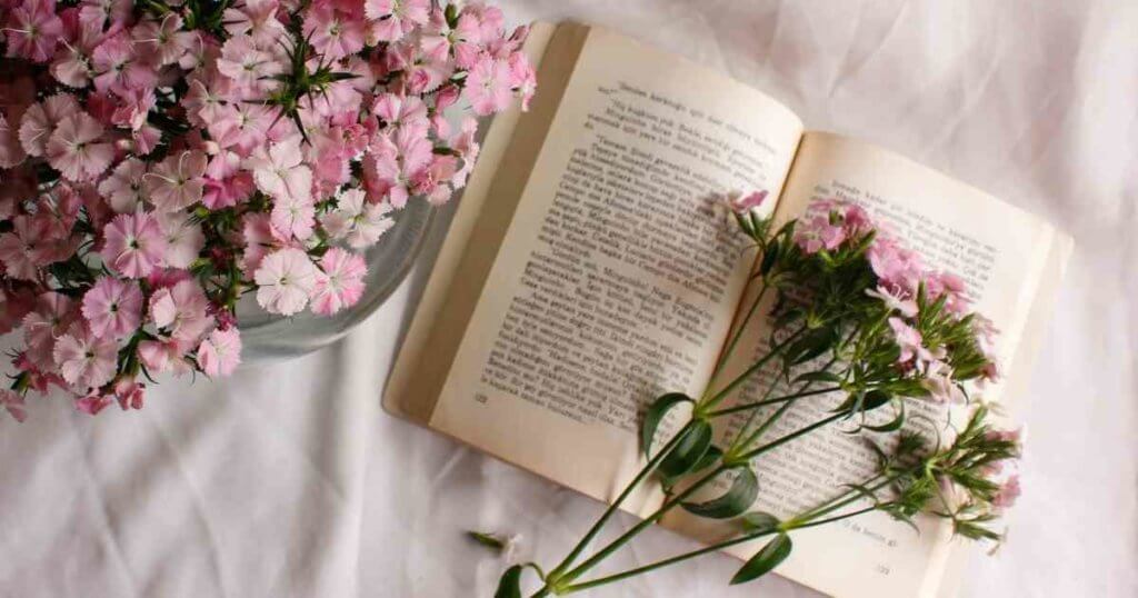a book and flower